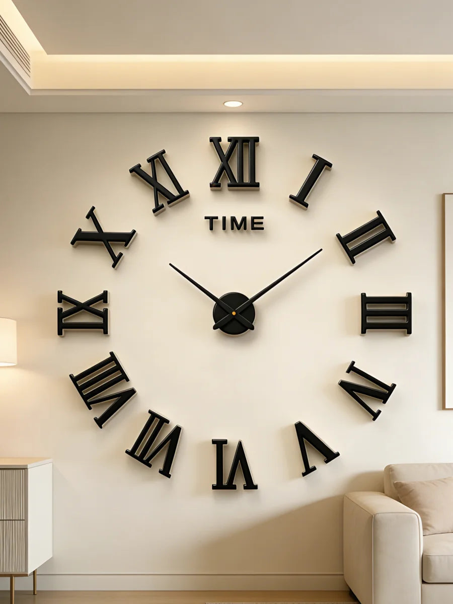2D/3D Large Roman Numeral Acrylic Mirror Wall Clock Sticker Fashion DIY Quartz Clocks Watch Home Decoration Living Room Stickers