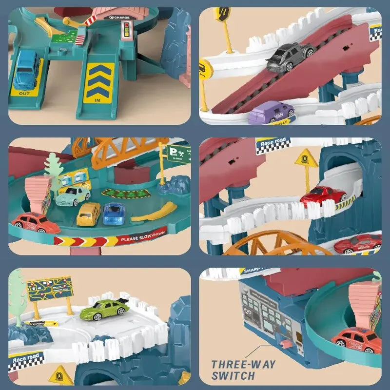 Electric Dinosaur Mountain Road Rail Kids Puzzle Playful Toy Adventure Car Small Train Car Parking Lot For Boys Birthday Gift
