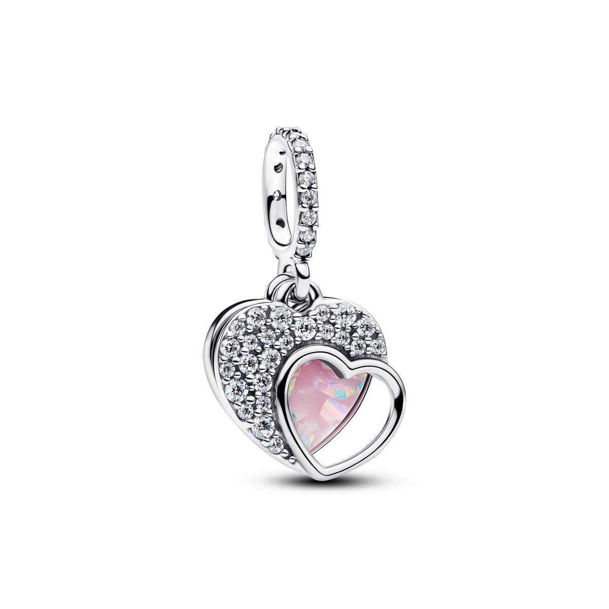 Hot Sales 925 Sterling Silver Pink Flower heart Ear Stud Ring Pendant Bead fit DIY Women's Bracelets Necklaces Jewelry Gifts