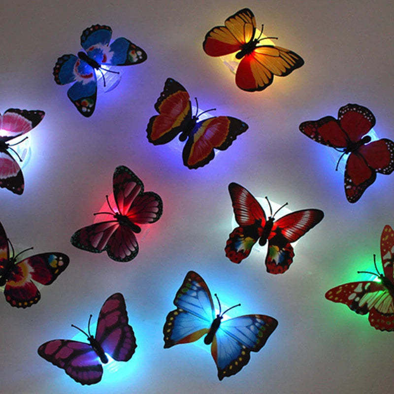 5PCS Creative Butterfly Night Light Set Stickable LED Glowing Colorful DIY Wall Decor Funny House Lighting