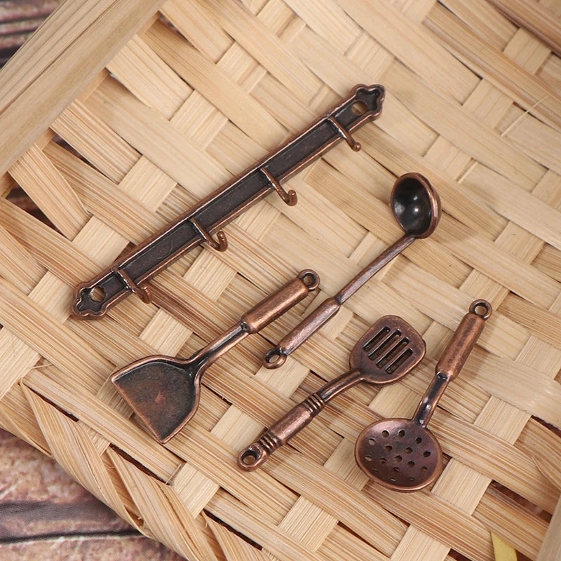 1/12 Dollhouse Miniature Accessories Mini Shovel Soup Spoon Storage Holder Simulation Furniture Kitchen Utensils For Decoration