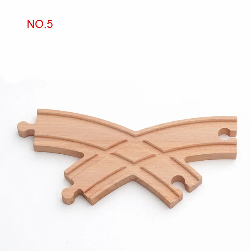 New Wooden Railway Track All Kinds Fork Rail Bifurcation Beech Wood Track Accessories Fit for Thomos Wooden Train Tracks Toy