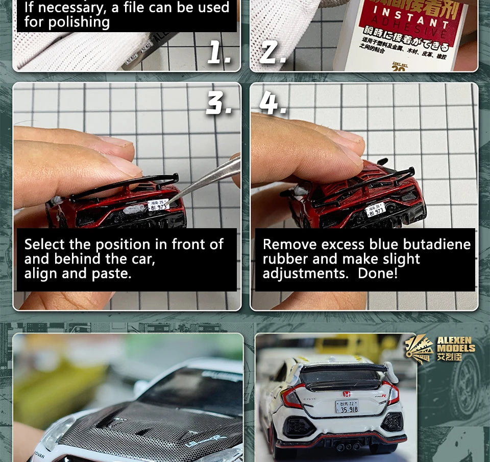 1:64 Alloy Car Model Alexen XK0001-XK0023 Metal License Plate Number Plate 1/64 Model Accessories Making Tools Hobbyist DIY