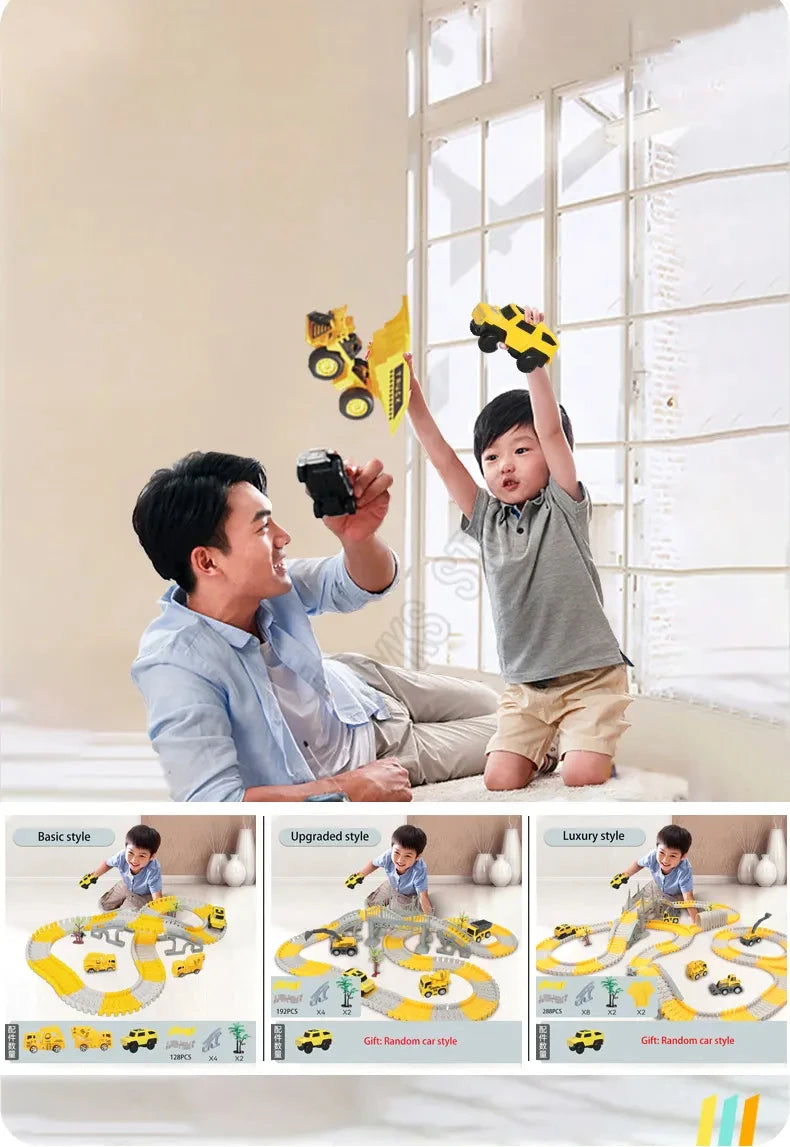 DIY Car Race Magic Rail Track Sets Brain Game Flexible Curved Creates Vehicles Toys Plastic Colored Railroad for Child's Gifts