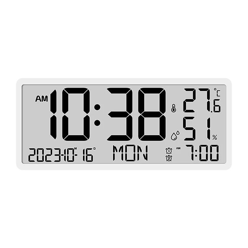 LCD Display Multifunctional Wall Clock Simple Modern Alarm Clock Large Screen Temperature Humidity & Electronic Clock
