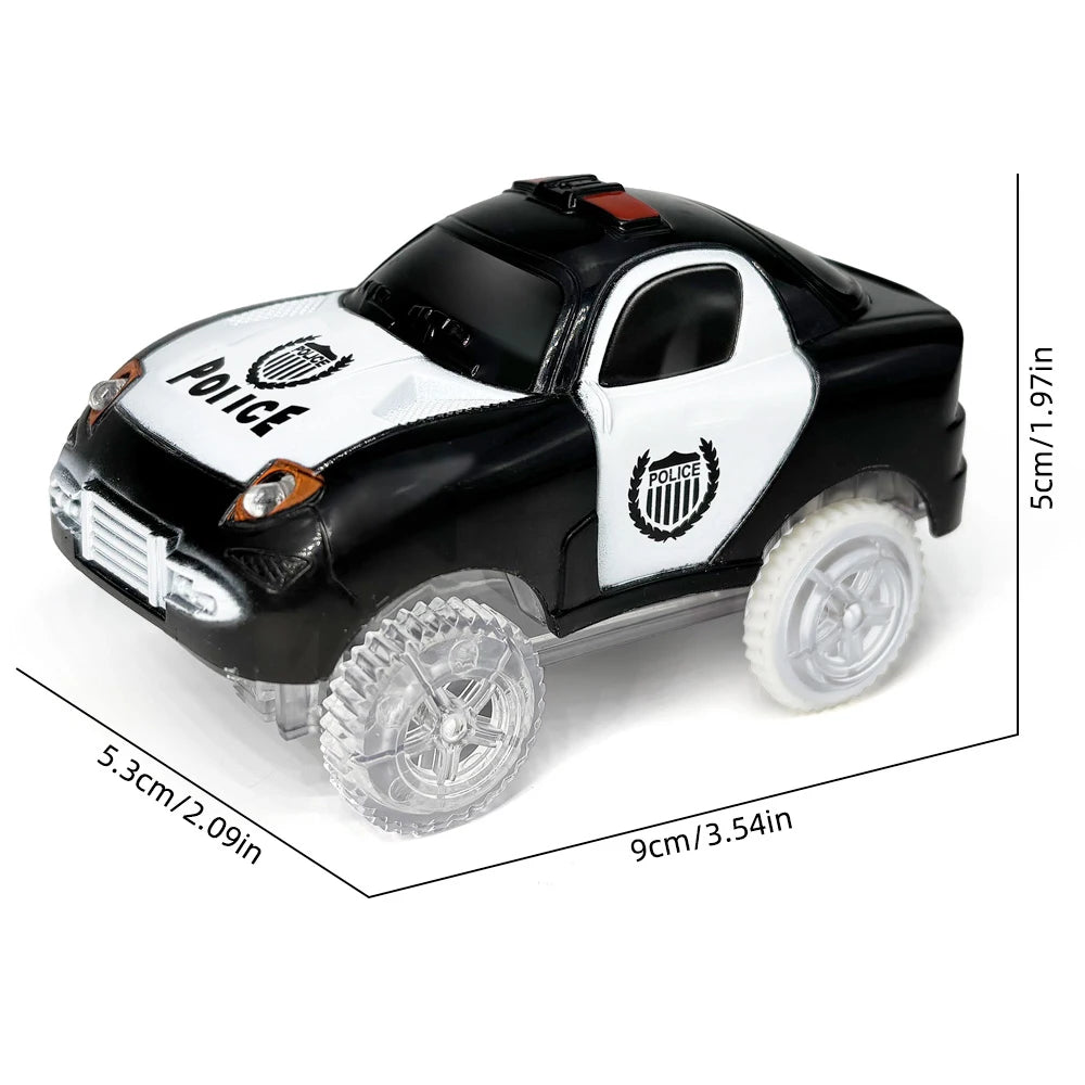 Track Car Special Magnetic Building blocks Tiles Accessories, Electric Glowing Vehicle Set with Jeep Police Car Children's Toys