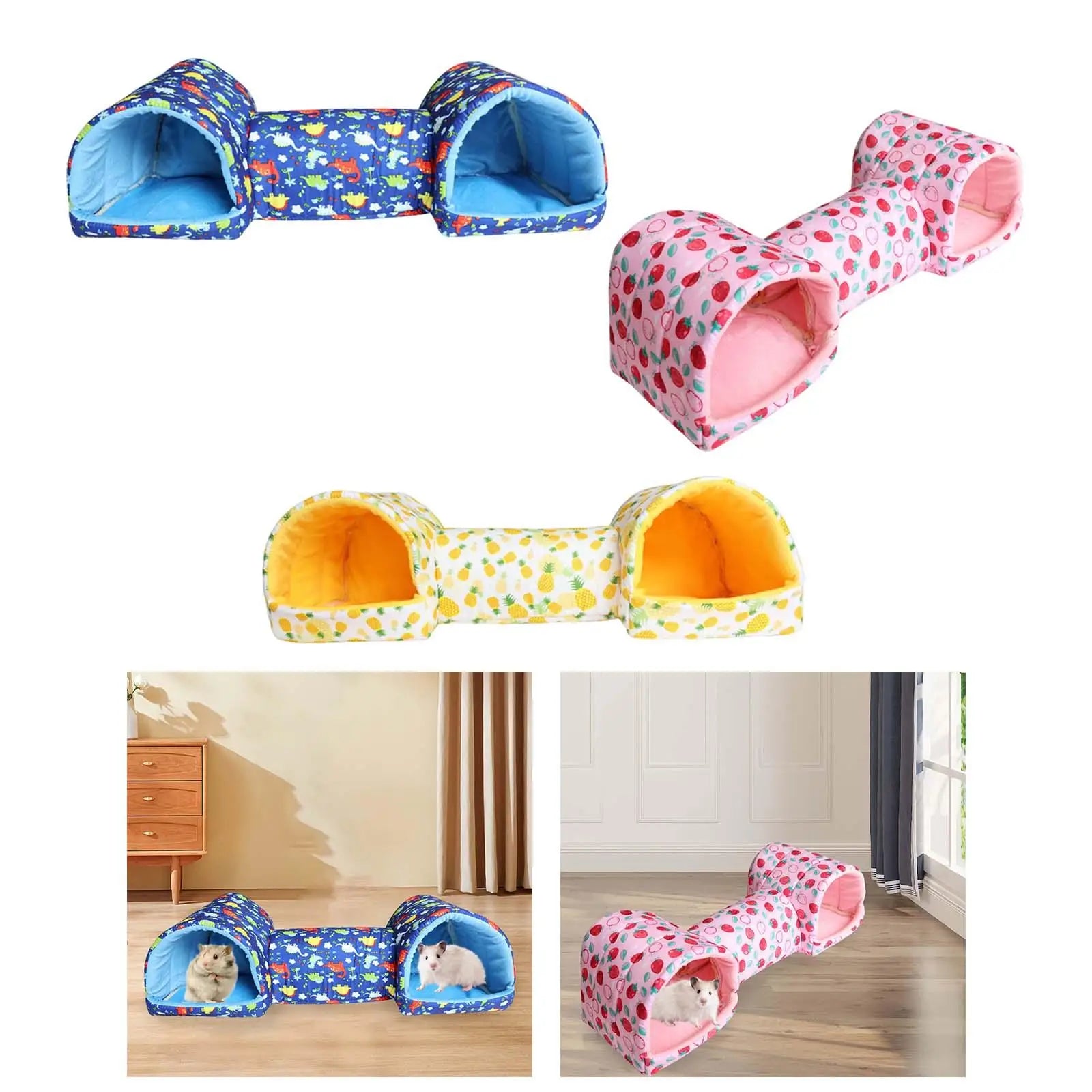 Guinea Pig Tunnel and Bed Corner Tunnel Breathable Hamster Hideout Bunny House for Chinchilla Mice Hedgehog Small Animals Ferret