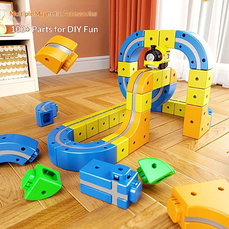 Educational Anti-Gravity Magnetic Building Blocks High-Speed Railway Toy Train Set Changeable Tracks Interactive Play Vehicle