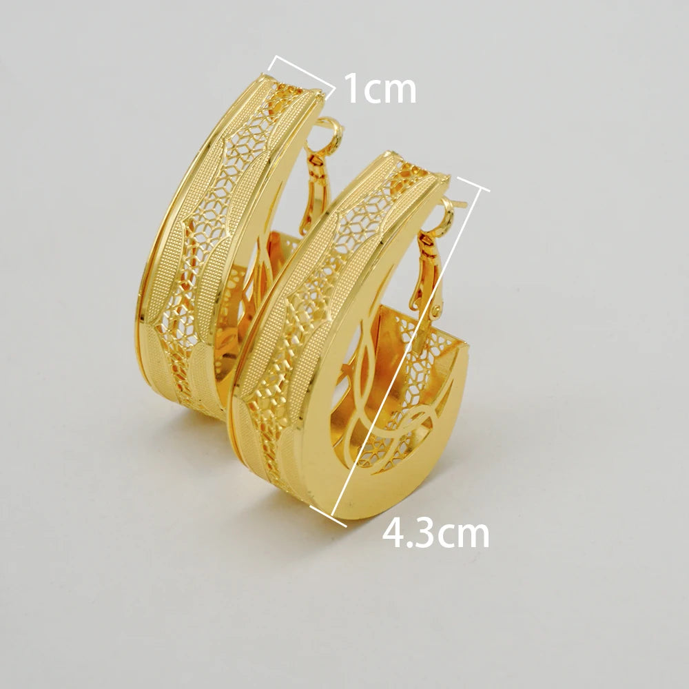 Fashion Dubai Jewelry Sets Gold Color Pendant Copper Classic Earrings Necklace For Women Daily Wear Party Anniversary Gifts
