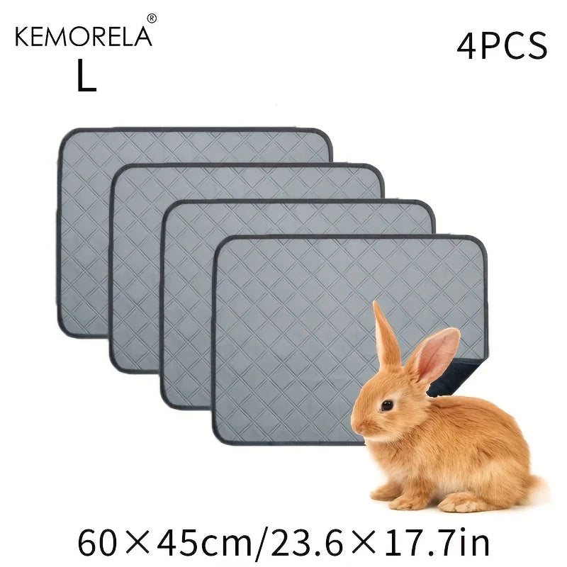 4PCS Guinea Fleece Cage Liners Washable Reusable Anti-Slip Absorbent Pee Pads Small Animal Care Mat for Pet Hamsters Rabbits