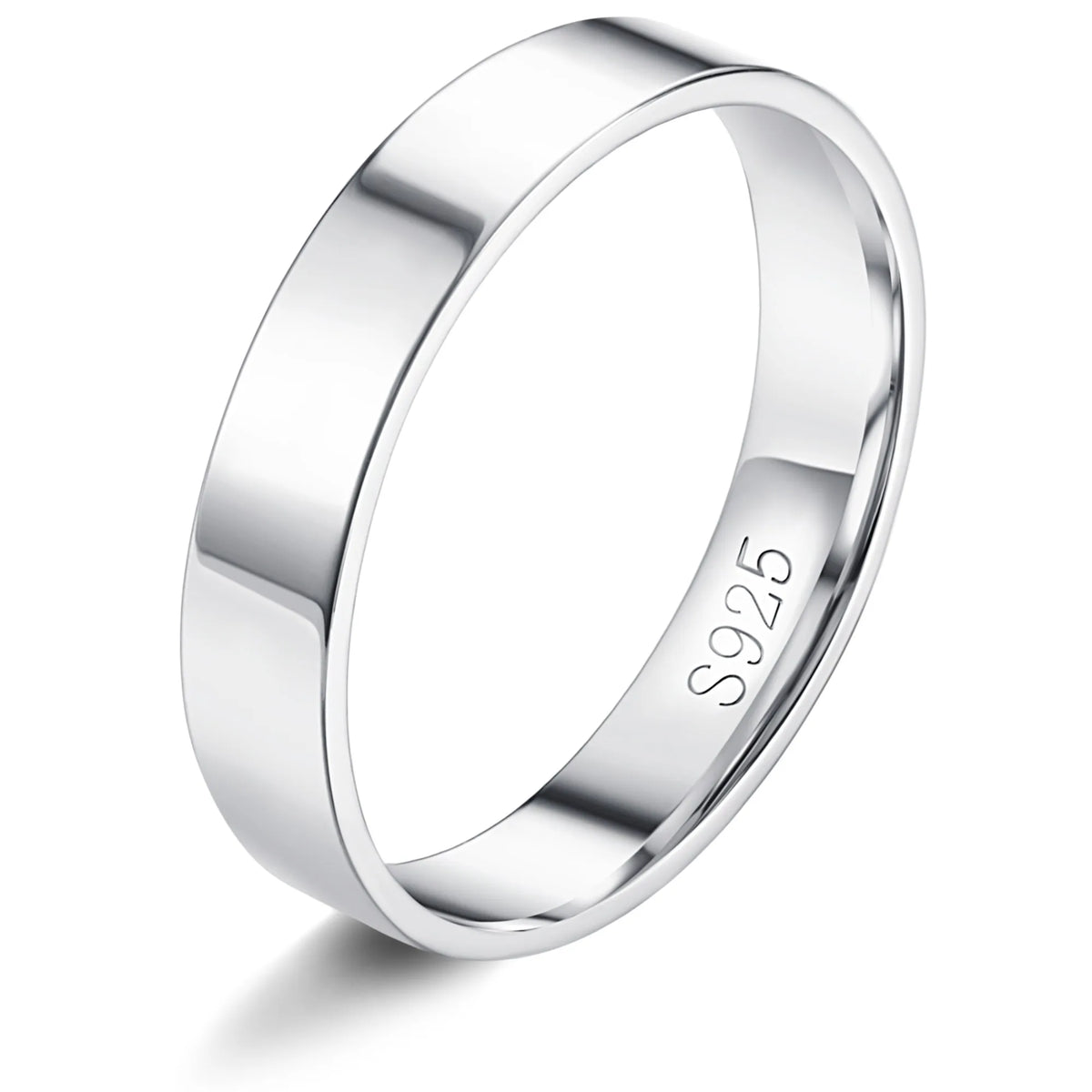 Fansilver S925 Sterling Silver Rings for Women Men 18K White Gold Plated Stackable Statement Thin Plain Thumb Ring Wedding Bands