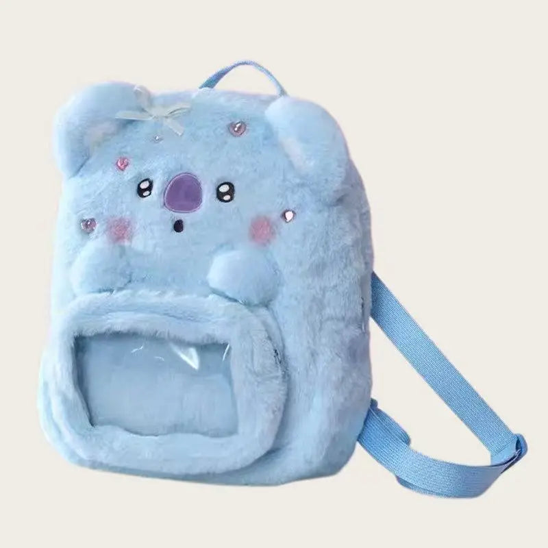Cute Animal Plush Mini Backpack Soft Cartoon Shoulder Bag Casual Storage Bag Kids Travel School Gift