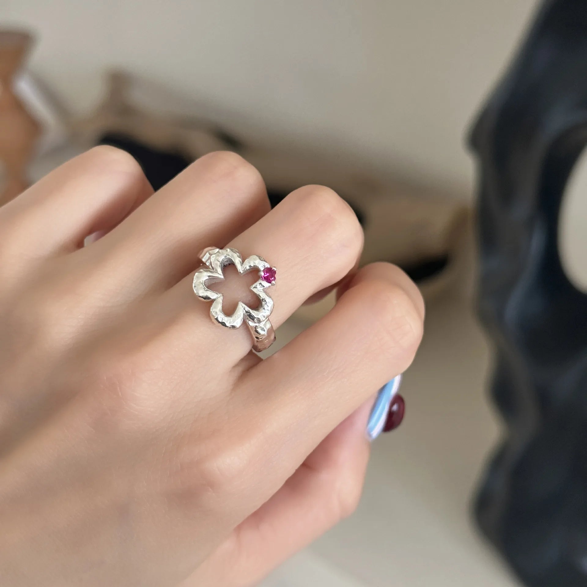 Sam Panda 925 Sterling Rings for Women Fashion Geometric Handmade Irregular Gold Star Ring Simple Fine Jelwery  Christmas Gift