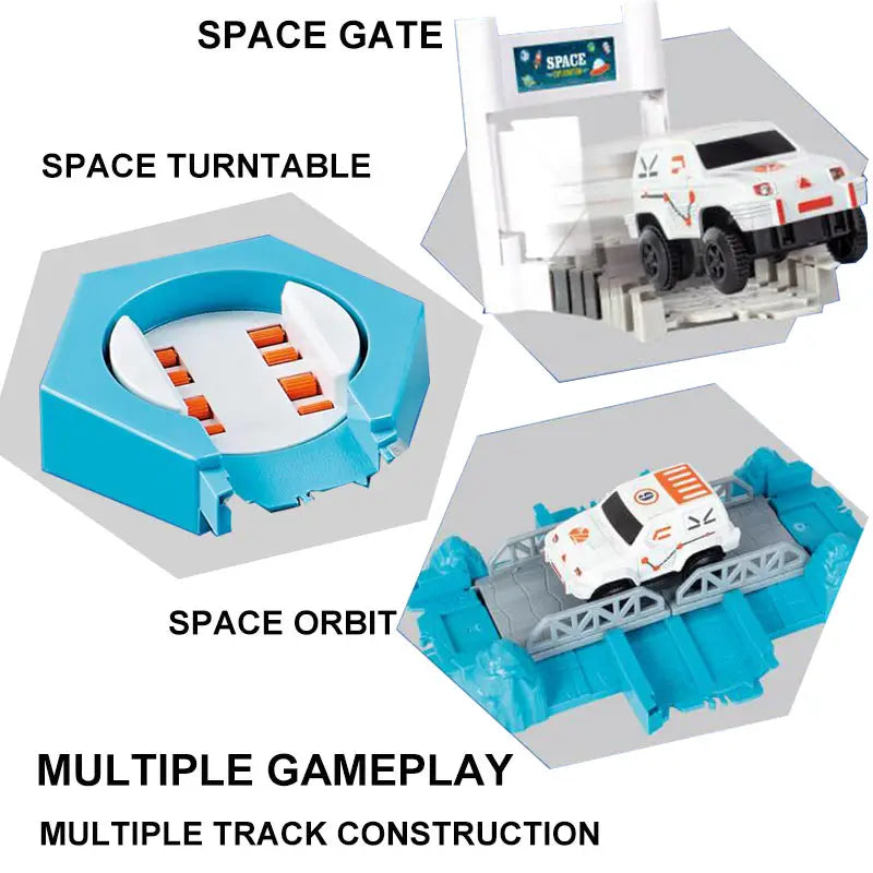 kids electric track toy Space Mini Car Set Puzzle Boy toy Space themed track car toy Children's birthday Christmas gift