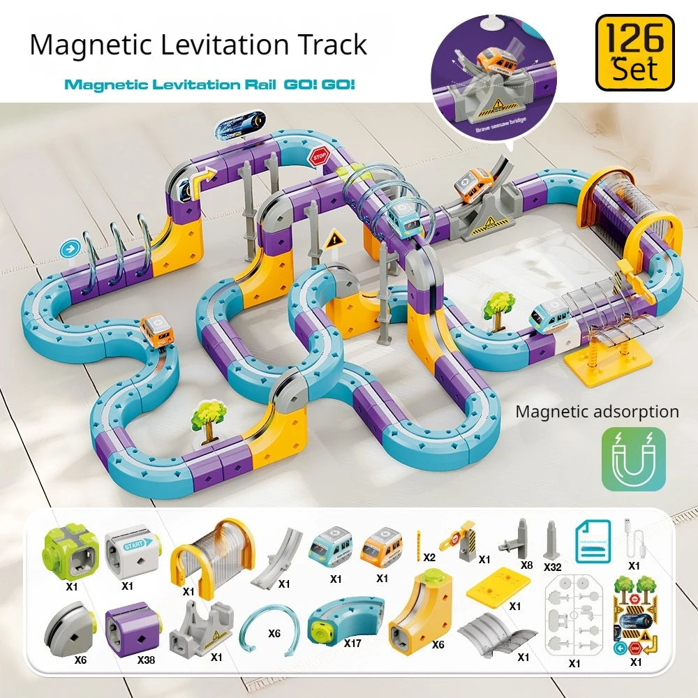 Generic Magnetic Building Blocks Track Car Variable Assembled Puzzle Educational Toy Family Interactive Game School Gift