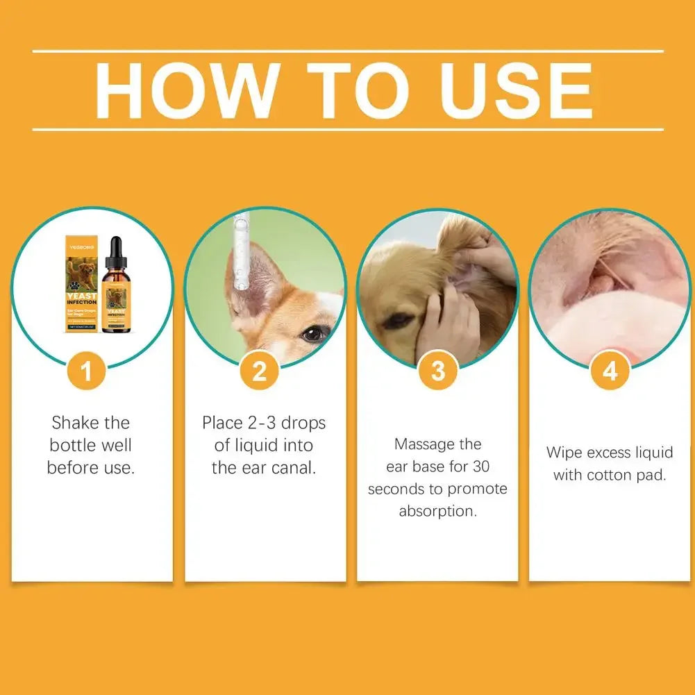 60ml Pet Ear Drops Dissolve Ear Wax Odor Remover Anti Itching Natural Non Irritating Hypoallergenic Ear Cleaner For Dogs