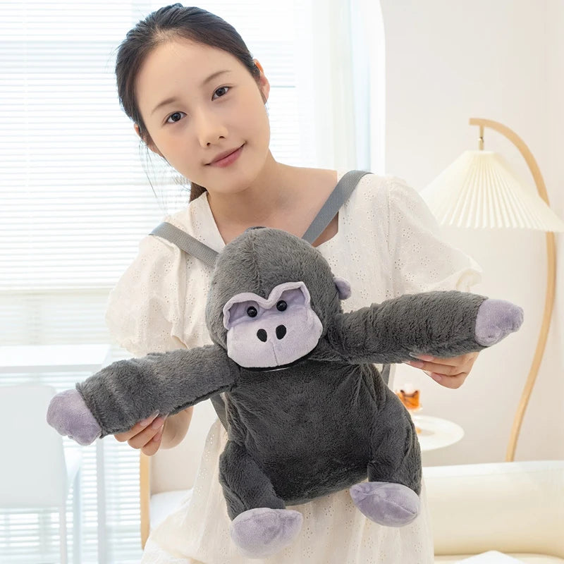 32CM Creative Gorilla Plush Backpack Cute Monkey Stuffed Doll Funny Student School Backpack Gifts