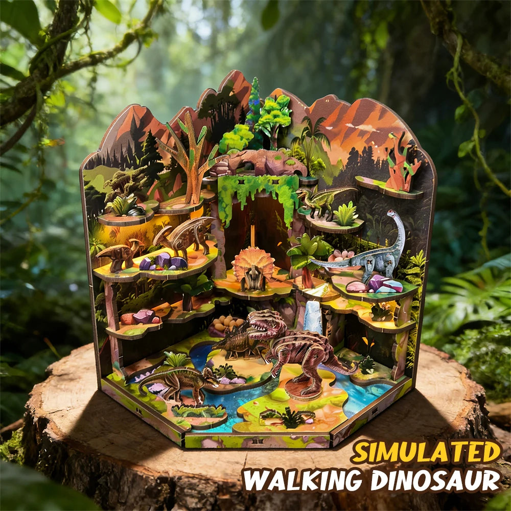 DIY Wooden Blocks Dinosaur Secret Realm 3D Wooden Puzzle Stereo Model Beginner Friendly Stress Relief Handmade Toys for Adults