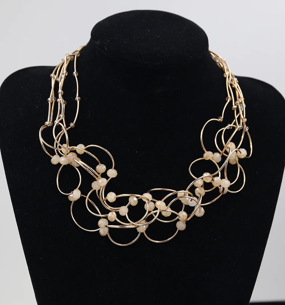 STRATHSPEY Fashion New Long Irregular Copper Tube Necklace For Women Statement Chunky Multi Lay Jewelry