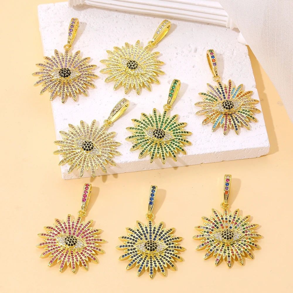Juya Handmade 18K Real Gold Plated Opal Shell Round Turkish Greek Evil Eye Charms For DIY Luxury Talisman Pendant Jewelry Making