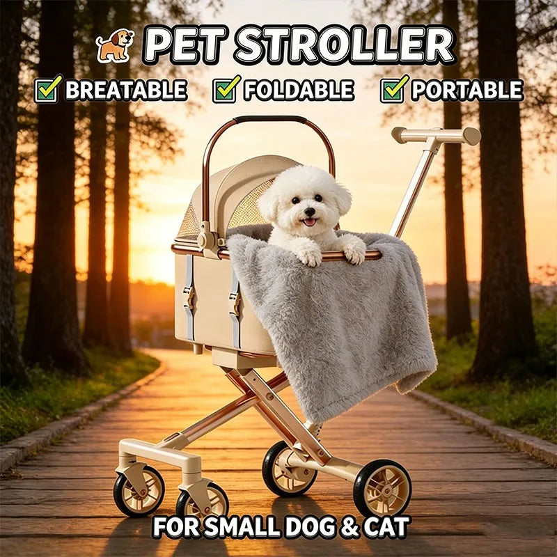 2026 New One Click Foldable Pet Stroller Portable Separable Light Weight Universal Outdoor Travel for Cats and Dogs Pet Stroller