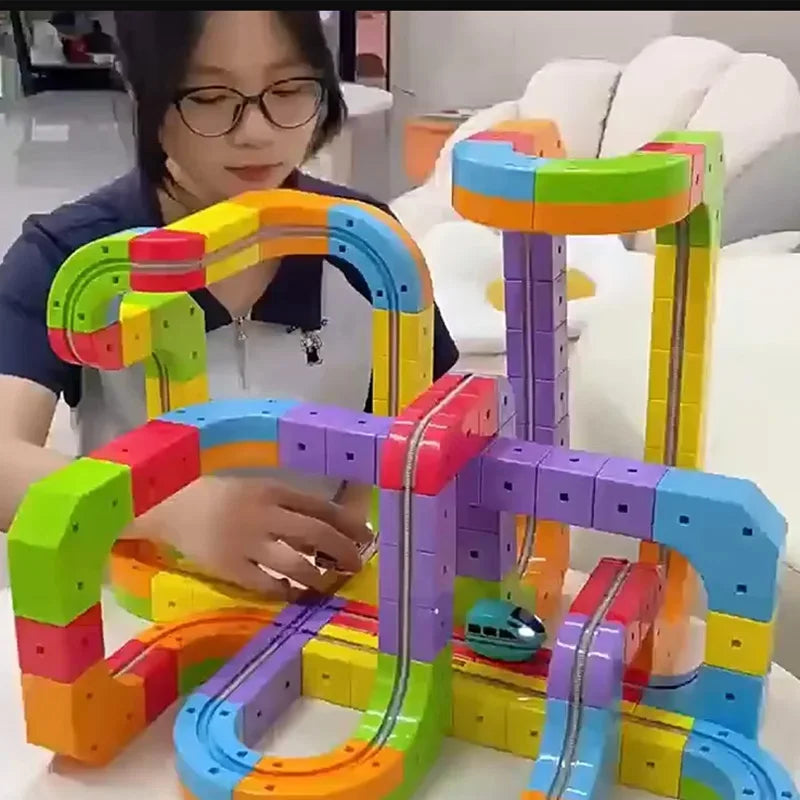 DIY Latest Educational Toys Assembly Magic Track Train Set Children's Toys Non-remote Control Rail Car Gift Box Christmas Gifts