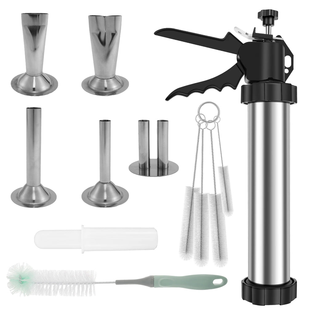 Stainless Steel Sausage Stuffer Jerky Gun Manaul Meat Syringe Home Made Homemade Sausage Tool for Home Kitchen Jerky Stuffer Kit