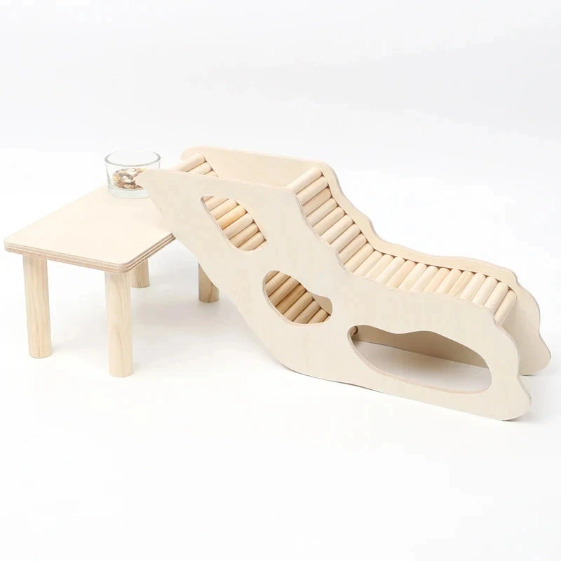 Wooden Hamster Under-ground Hiding Tunnel w/ Climbing Ladder for Hamsters Gerbils Mouse Small Pets Playing House