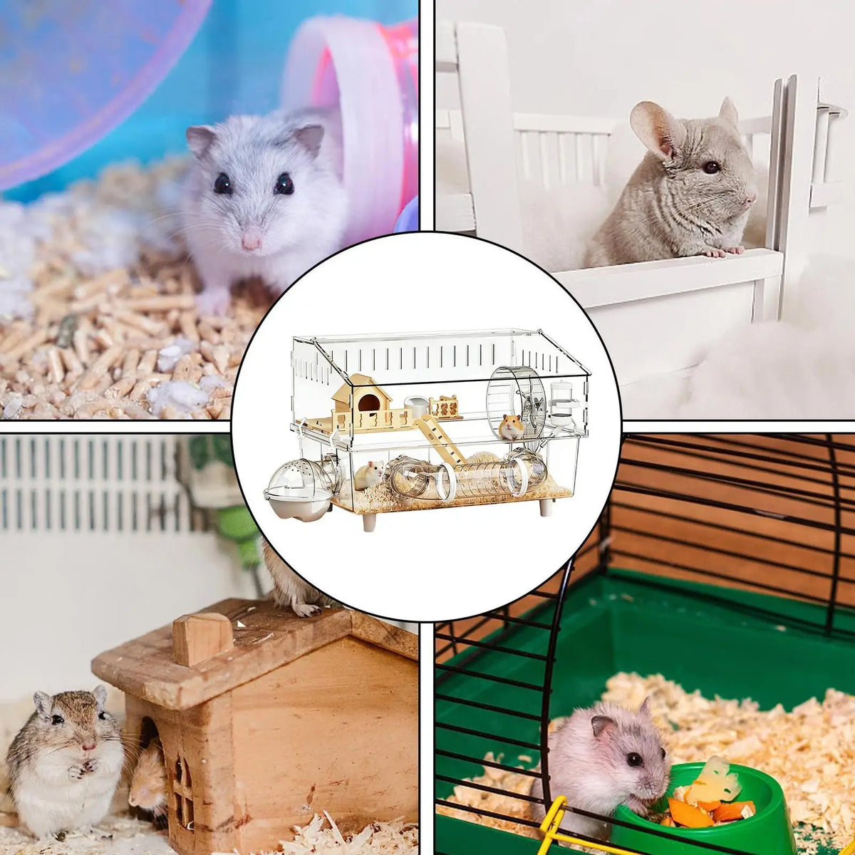 Large Hamster Cage 17.7x11.8x13.5 in Enrichment Detachable Crate Pet Mouse Cage for Outdoor Travel Pet Small Animal House Play