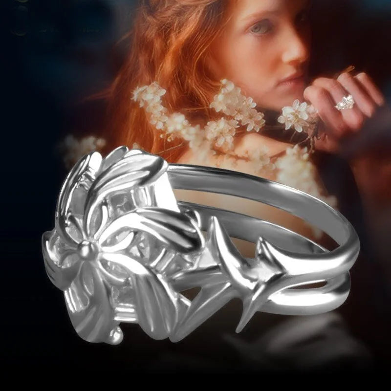 Genuine 925 Sterling Silver Ladies Ring The Galadriel Nenya Zircon Engagement Wedding Band Ring