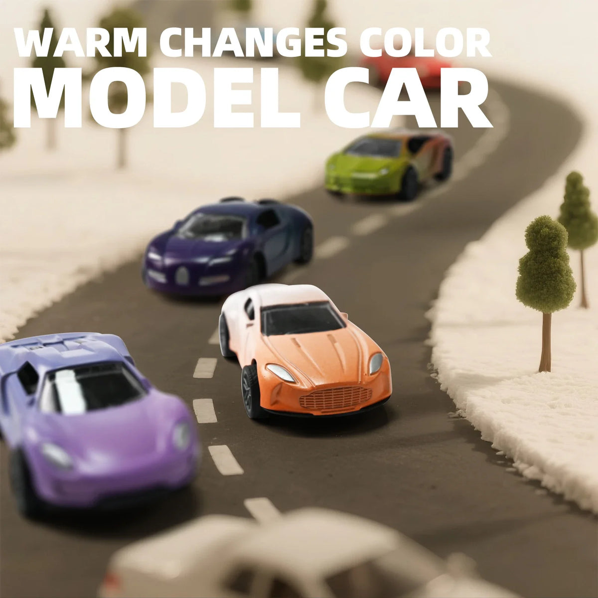 1:64 Alloy Racing Car Inertia Pull Back Toy with Temperature Sensitive Color Changing Magic Crash-Resistant Birthday Gift