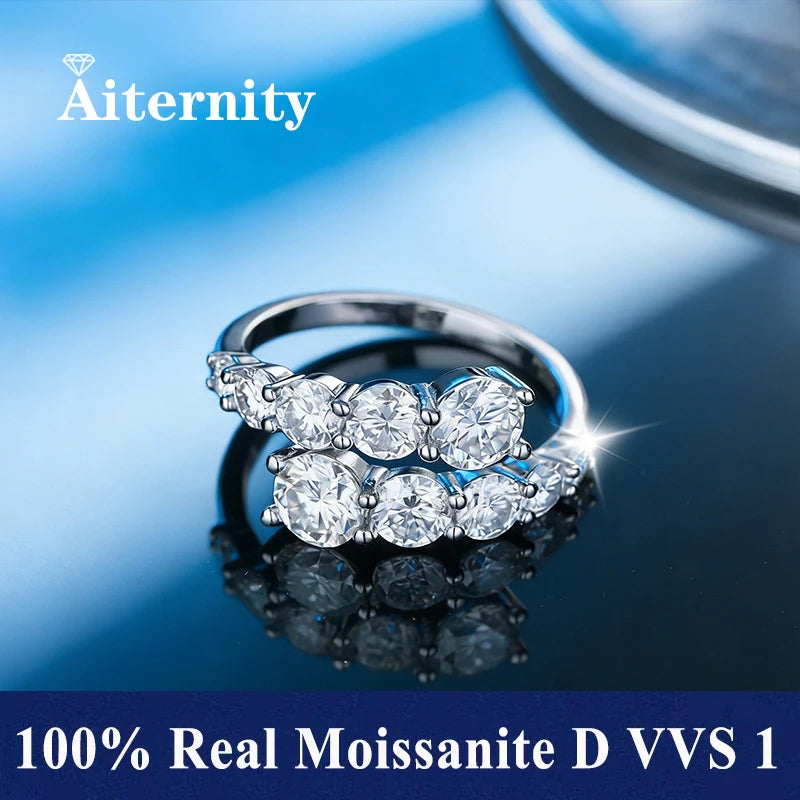 100% Pass Diamond Tester Pen Moissanite Female Single Tail Ring Matching Wedding Diamond Band for Women 925 Sterling Silver Ring