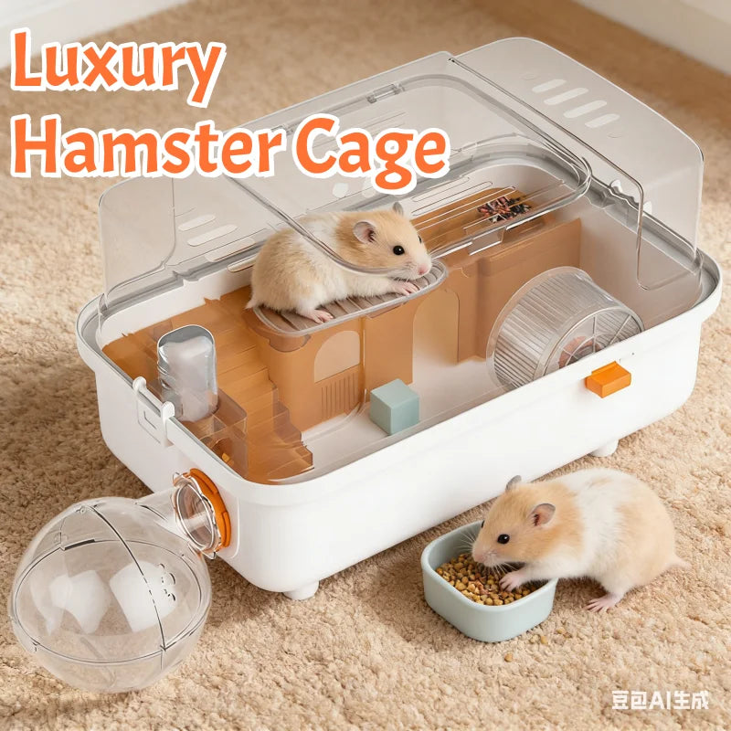 Guinea Pig Travel Hamster Carrier Cage for Gerbil Sugar Glider Dwarf Hamster Outdoor Pet Cage Carrier Case Double Layer Luxury