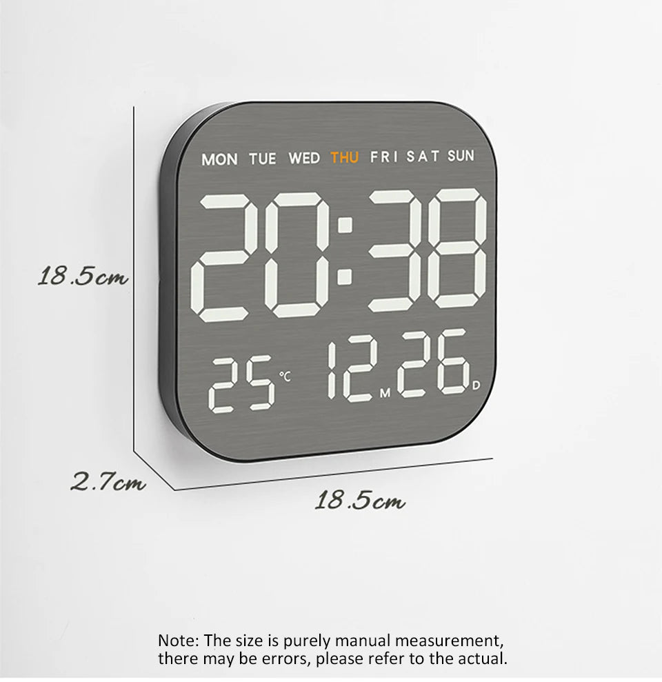 Mirror Brushed Finish Wall Clock Premium Feel Silent Wall Clock Table Alarm Clock Temp Display Bedroom Office Living Room Decor
