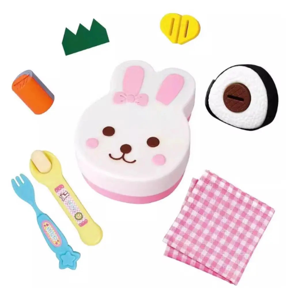 New Rabbit Bento Food Feeding Toy, Pudding Feeding Toys, Early Education Playing Houses Toys for Children, Role Play, Kids Gifts