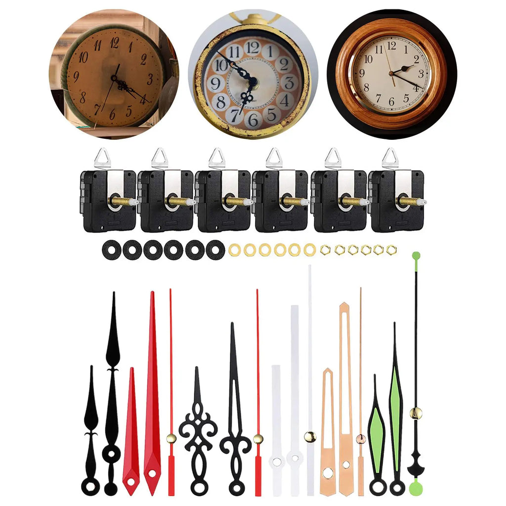 6Set DIY Wall Clock Movement Mechanism Hanging Clock Mechanism for Living Room Replacement of Broken Clocks Metal Wall Clocks