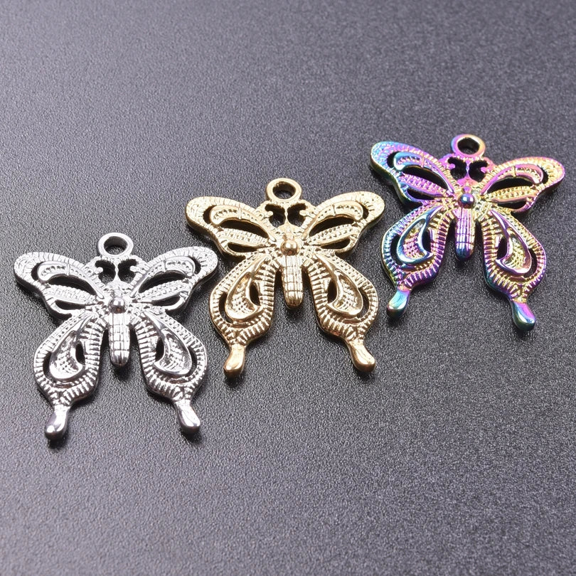 10PCS Ancient Egyptian Scarab Beetle Pendants Charms Stainless Steel Dragonfly Butterfly Pendant for Jewelry Making DIY Necklace