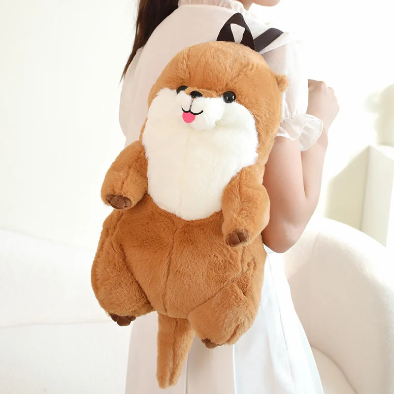 50cm Sea Otter Plush Backpack Cartoon Cute  Plush Toy Soft Stuffed Animal Shoulder Bag for Kids Girls Birthday Gifts