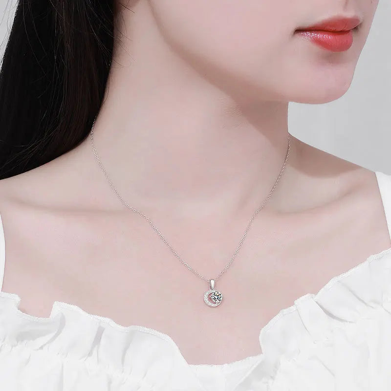 Fashion Luxury Trendy Classic 1ct GRA Moissanite Irregular Sqaure Necklace For Charm Women 925 Silver Party Jewelry Gift