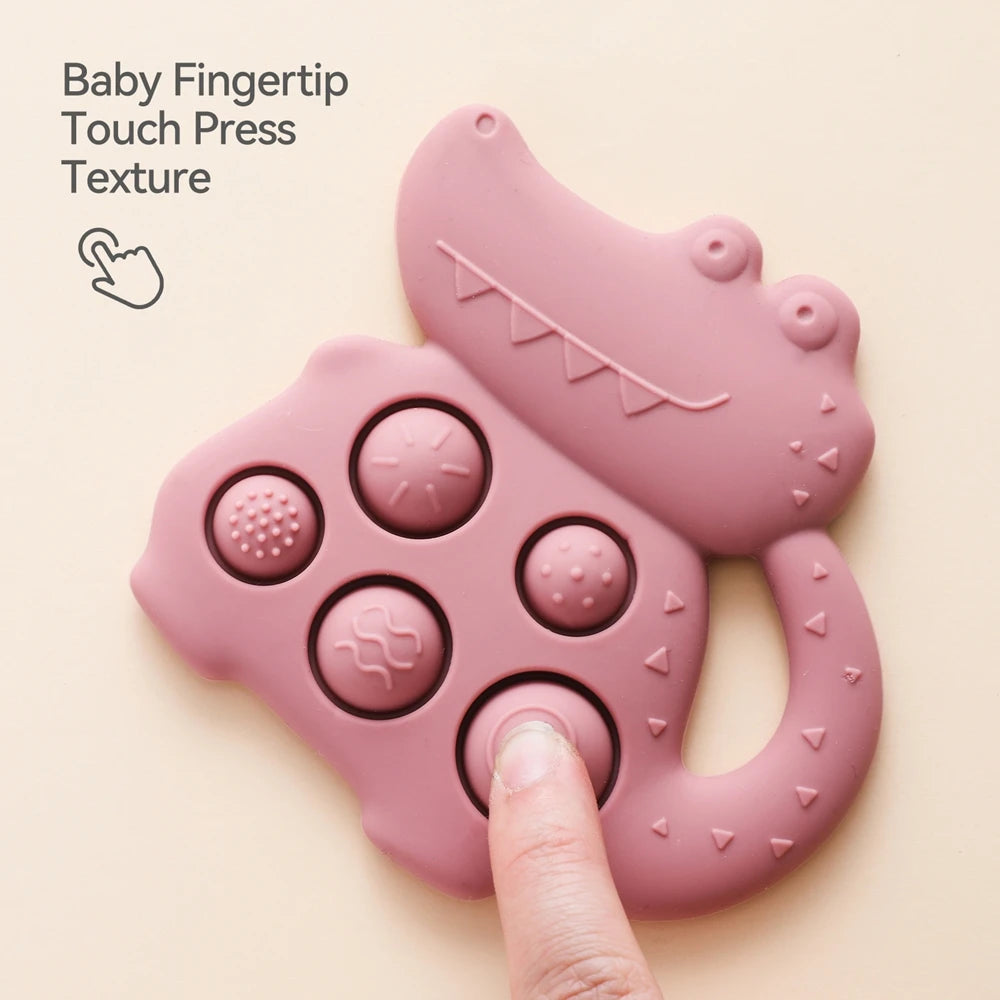 1pc Silicone Baby Toys 0-12 Baby Teether Toys Baby Fidget Toys Teething Sensory Toys Silicone Hand Bell Silicone Soothing Toys
