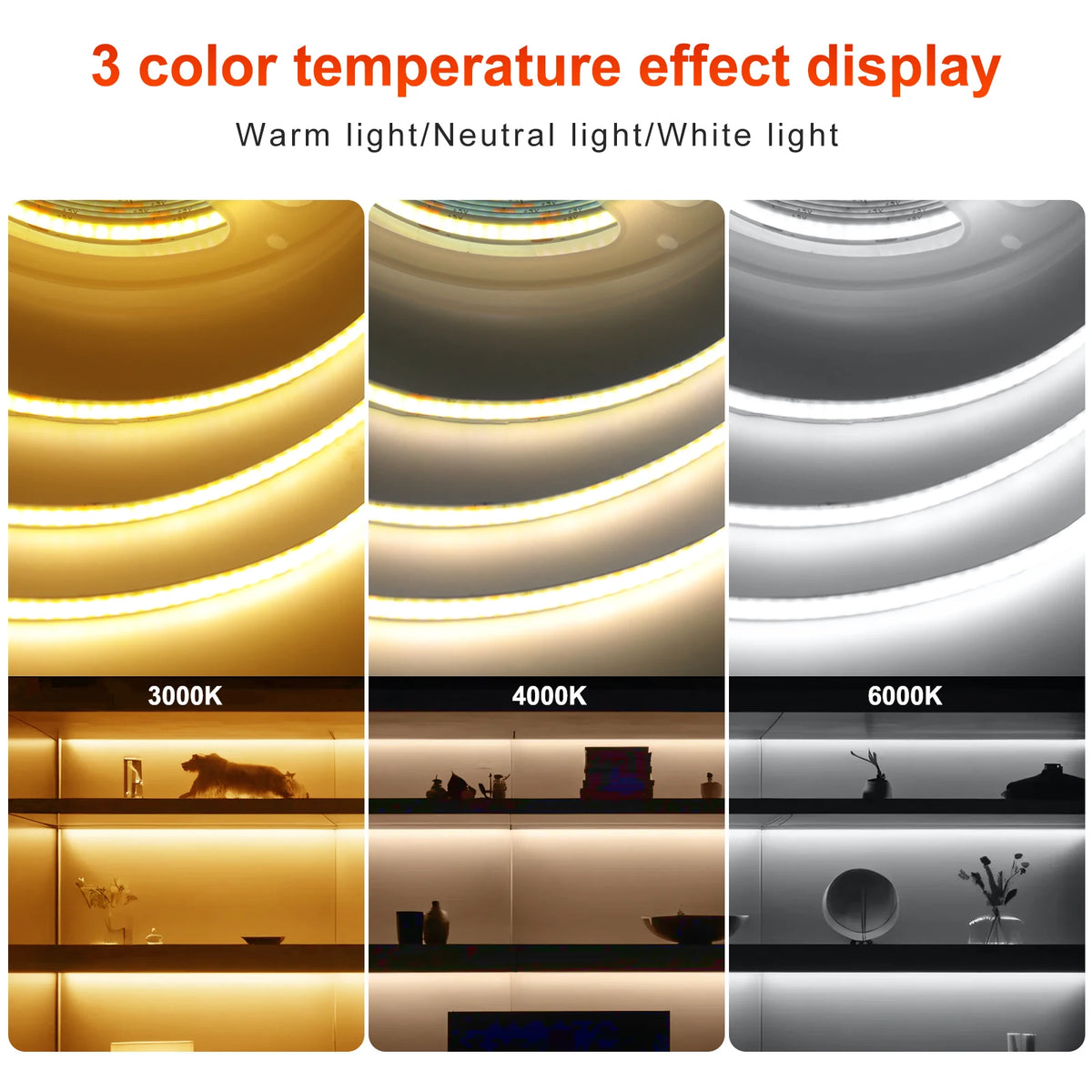 5V COB LED Strip Light 320LEDs/M Touch Sensor Dimmable USB Flexible LED Ribbon Adhesive Tape DIY Mirror TV Backlight Night Light