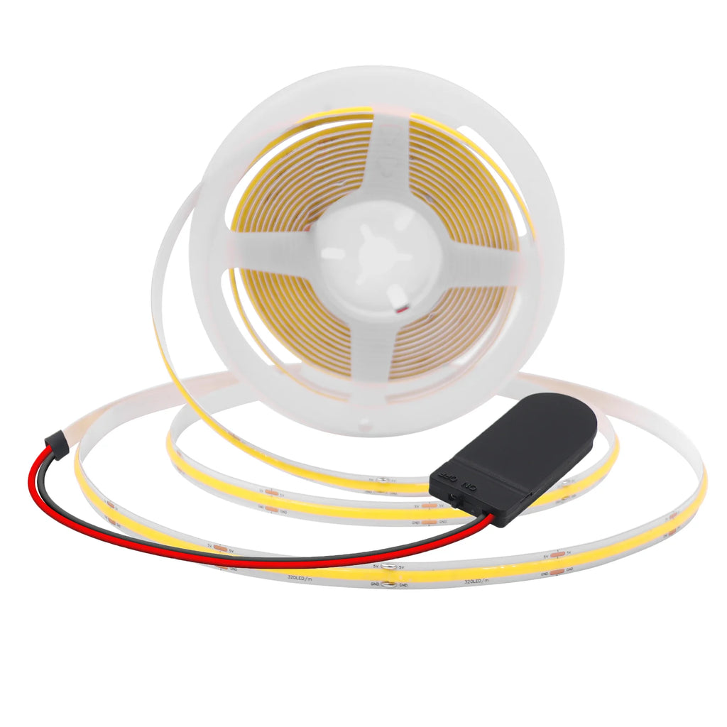 Battery Powered COB LED Strip Light 5V 320LEDs/M Flexible Diode Tape 3MM 5MM 8MM Linear Ribbon Indoor Lighting Lamp Backlight