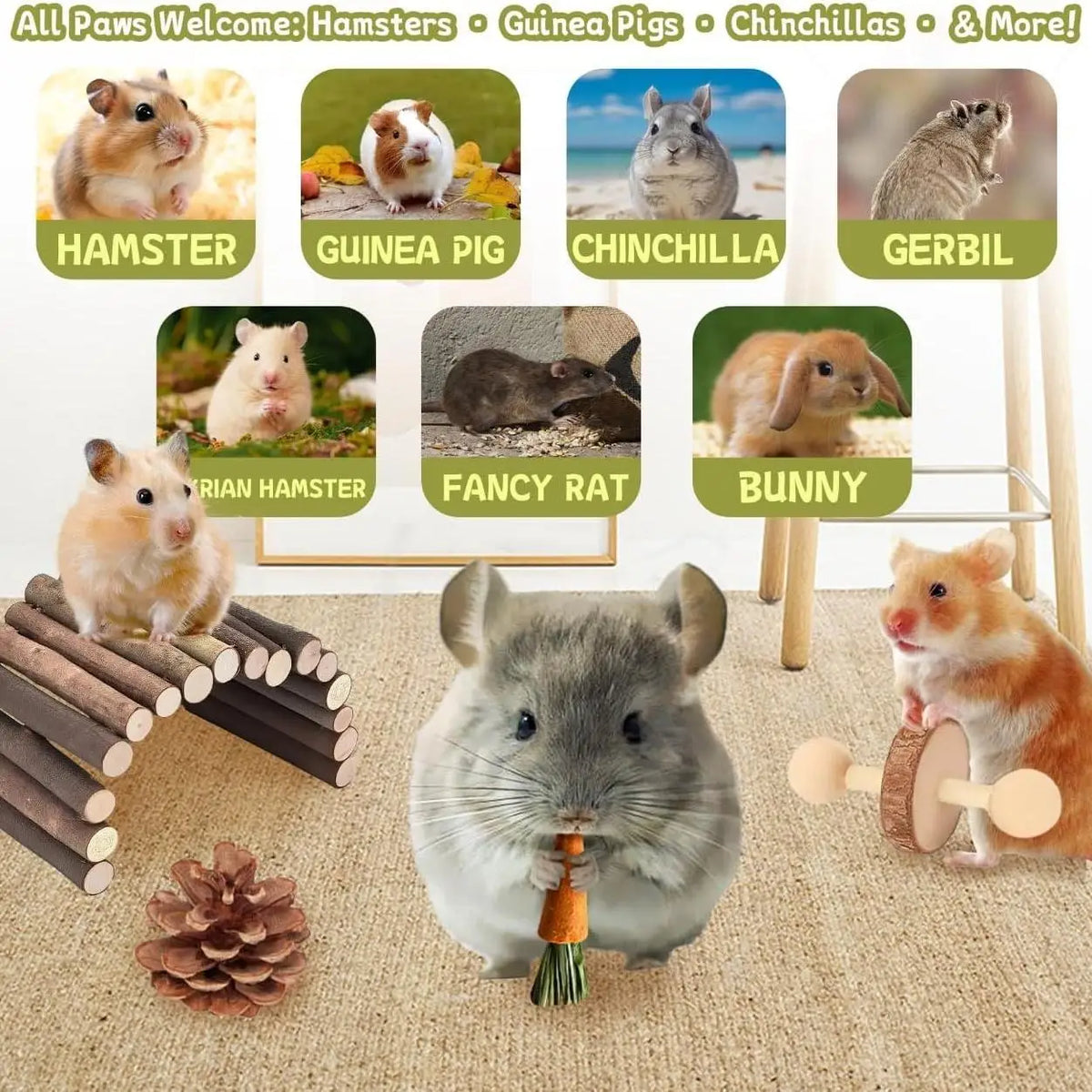 8-Piece Set Pet Rabbit Guinea Pig Dragon Cat Fun Toy Hamster Tooth Grinding Set Pet Tooth Grinding Snacks