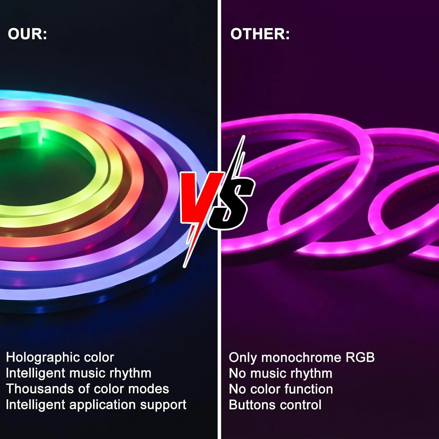 5v Smart RGB Neon Light Strip USB App/Remote Control Music Sync Waterproof Flexible Neon Strip for Bedroom Game Party Decoration