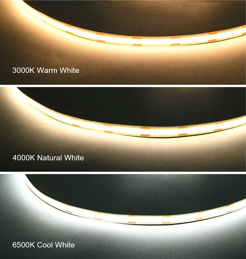 Under Cabinet COB LED Strip Light Collection Display Closet Bookcase Wardrobe Lamp Tape Penetrable Wood Dimmable Touch Sensor
