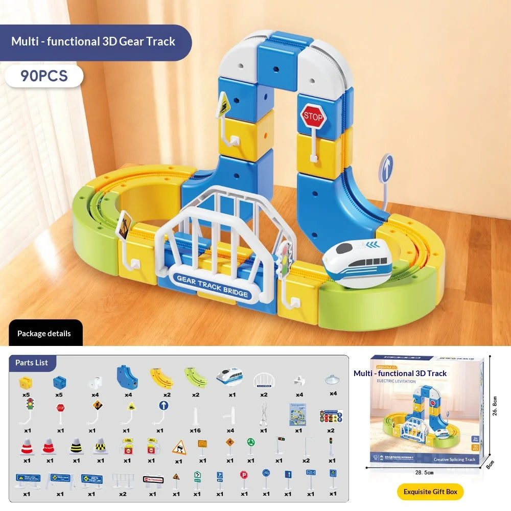 3D Building Track Car Set DIY Buildable Race Track Magnetic Lock Building Blocks, Family Interactive Educational Toy Gift