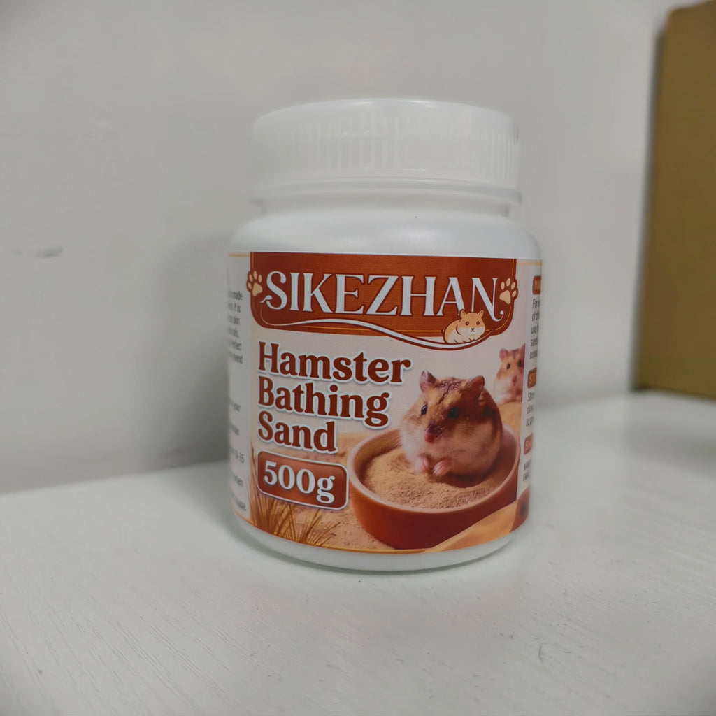 Premium Hamster Grooming Bath Sand Pet Dry Clean Bedding Pure Silica Dust Free Odor Control for Mice Gerbils Small Animal, 500g