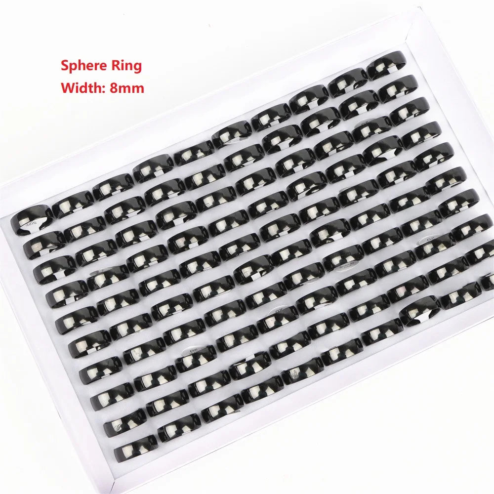 100Pcs/lot Fashion Smooth Stainless Steel Rings For Women Men Width 2-8mm Simple Lovers Jewelry Party