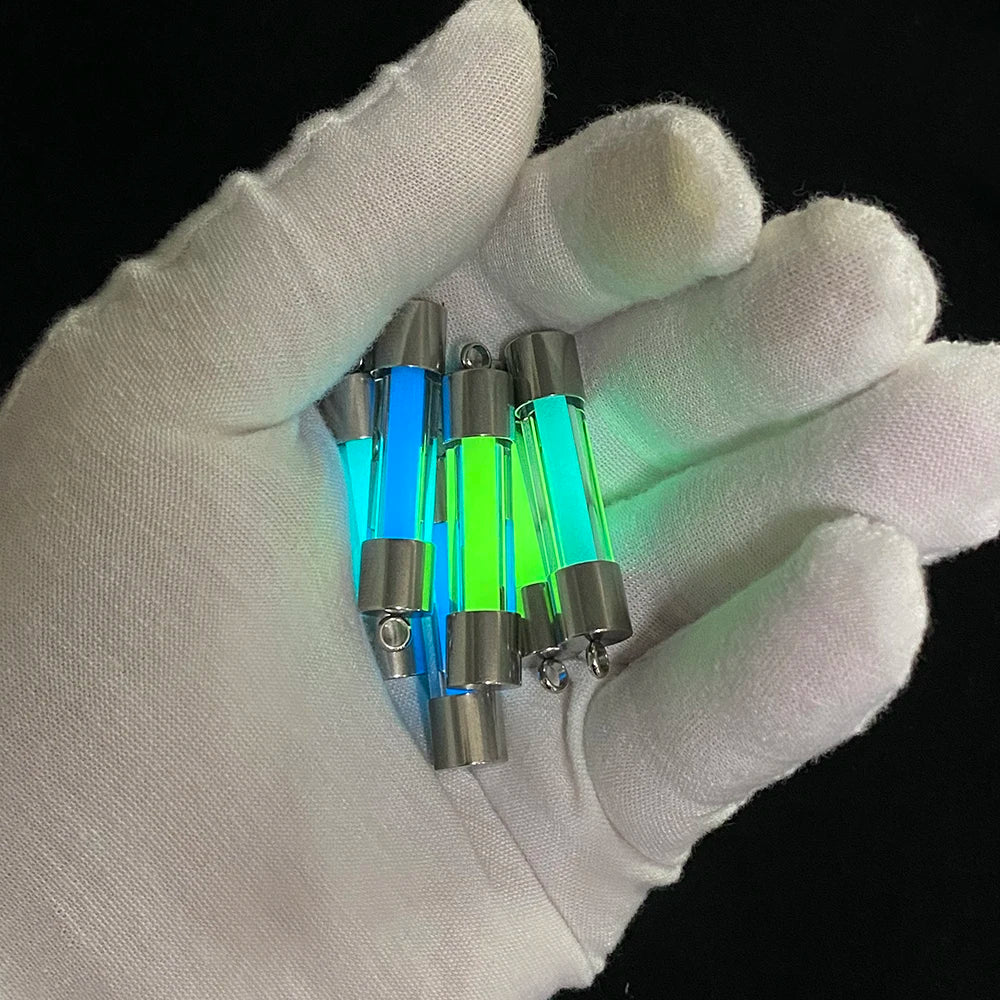 Outdoor signal light luminous tube pendant edc keychain luminous pendant stainless steel glass material luminous pendant