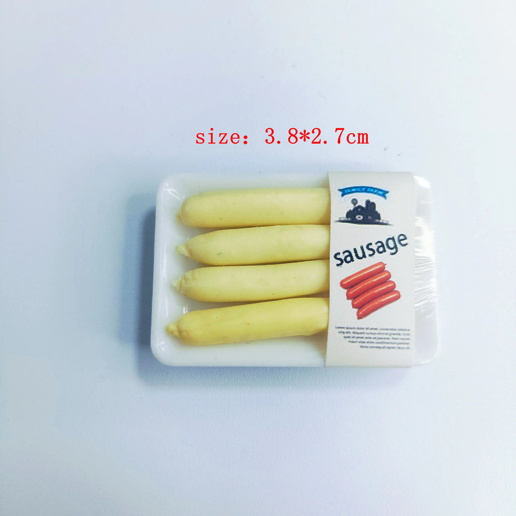New 1BOX 1/12 Dollhouse Miniature Supermarket Food Simulation Beefsteak Salmon Bacon Chicken Beef Roll for Doll House Accessorie